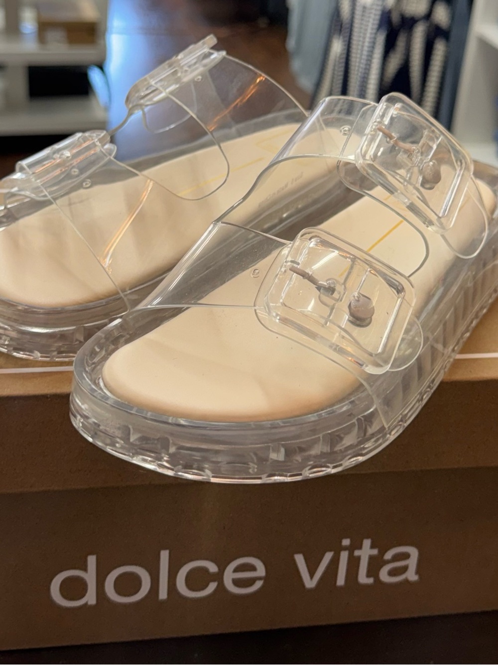 Dolce Vita Clear Jelly Double-Buckle Slide Sandals - Transparent/Clear